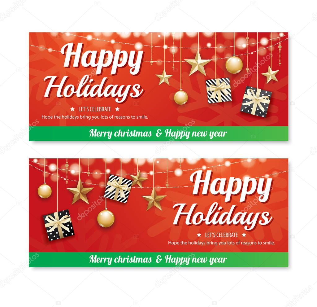 Greeting card merry christmas party poster banner design templat