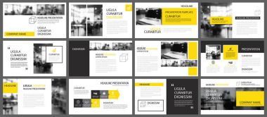 Sarı sunu şablonları ve infographics öğeleri backgrou