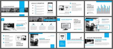 Mavi ve beyaz arka plan üzerinde slayt Infographic için öğe. Pres