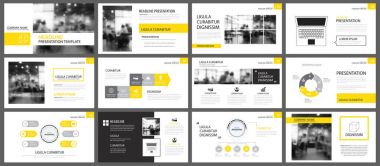 Sarı sunu şablonları ve infographics öğeleri backgrou