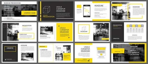 Elemento amarillo para infografía de diapositivas sobre fondo. Presentación — Vector de stock