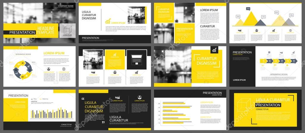 Yellow presentation templates and infographics elements backgrou