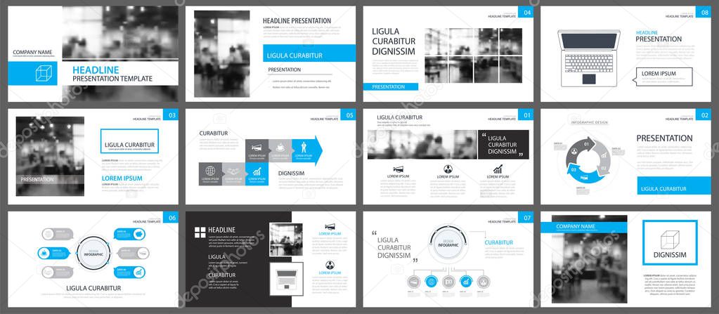 blue presentation templates and infographics elements background