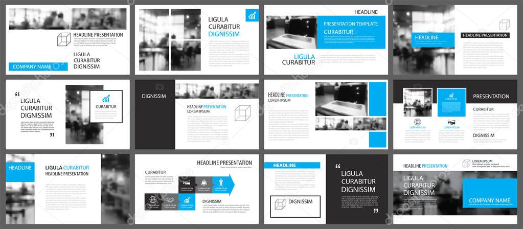 Blue presentation templates and infographics elements background