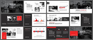 Kırmızı ve siyah arka plan üzerinde slayt Infographic için öğe. Prese