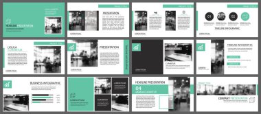 Yeşil ve beyaz arka plan üzerinde slayt Infographic için öğe. Öncesi