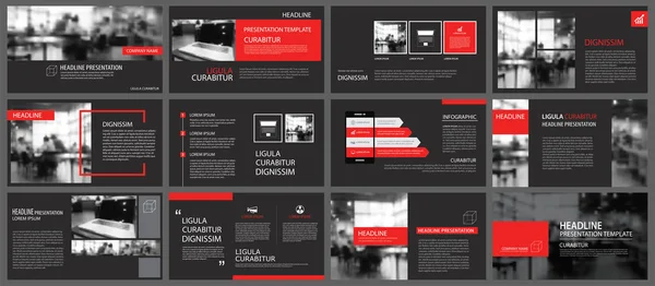 Kırmızı ve siyah arka plan üzerinde slayt Infographic için öğe. Prese