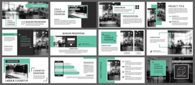 Yeşil ve beyaz arka plan üzerinde slayt Infographic için öğe. Öncesi