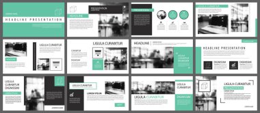 Yeşil ve beyaz arka plan üzerinde slayt Infographic için öğe. Öncesi