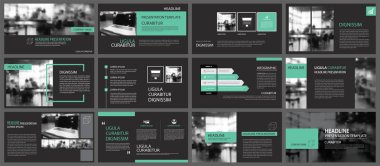 Yeşil ve siyah arka plan üzerinde slayt Infographic için öğe. Öncesi