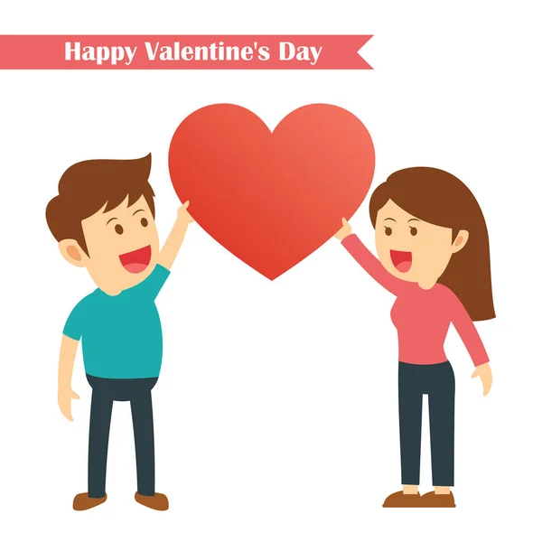 Personnages couples heureux Saint Valentin isolé sur backgr blanc — Image vectorielle