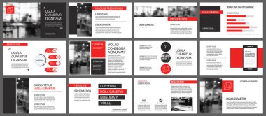 Kırmızı sunu şablonları slayt gösterisi arka plan için. Infographi