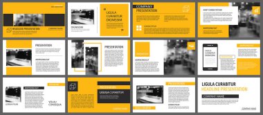 Sarı sunu şablonları ve infographics öğeleri backgrou