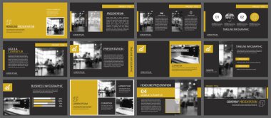 Siyah altın sunu şablonları ve infographics öğeleri geri