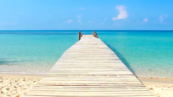 Trä Gångväg Havet Tropical Beach Thailand — Stockvideo