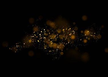Altın ışıltılı yıldız ışık ve bokeh. Sihirli toz arka plan.