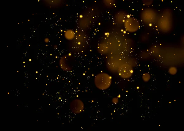 Guld glittrande stjärna ljus och bokeh. Magiska damm abstrakt bakgrund. — Stockfoto