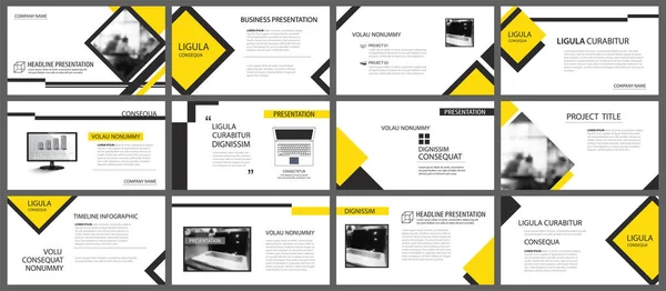 Elemento amarillo para infografía de diapositivas sobre fondo. Presentación — Vector de stock