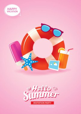 Yaz kartı afiş hayat halka arka plan ile Merhaba. Kullanım sonrası için