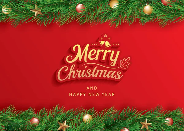 Feliz Navidad y feliz año nuevo tarjeta de felicitación banner plantilla — Vector de stock