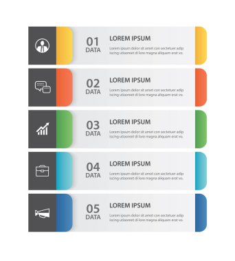 5 veri Infographics sekmesi kağıt dizini şablonu. 