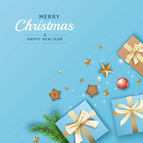 Buon Natale e felice anno nuovo modello di banner di auguri — Vettoriale Stock