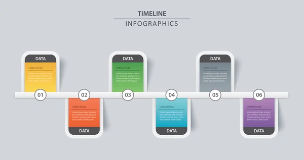 6 Infografik Zeitleiste Vorlage Geschäftskonzept. — Stockvektor