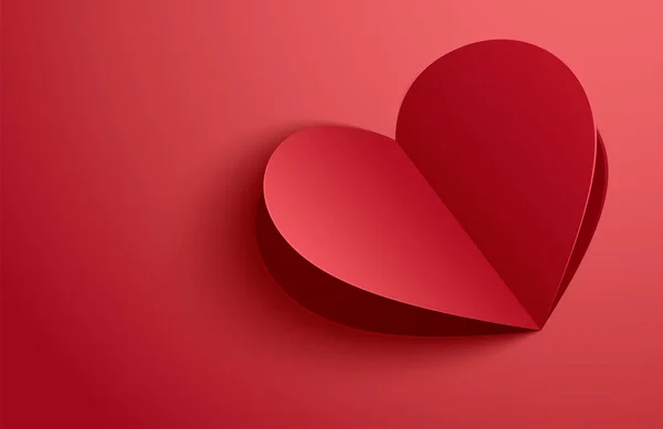 Поздравительные открытки на день Святого Валентина с бумажными сердечками на красном — стоковый вектор