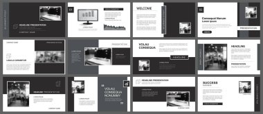 Presentation and slide layout template. Design black and gray