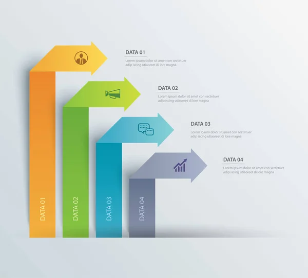 4 Daten Infografik Registerkarte Papier Index-Vorlage. — Stockvektor