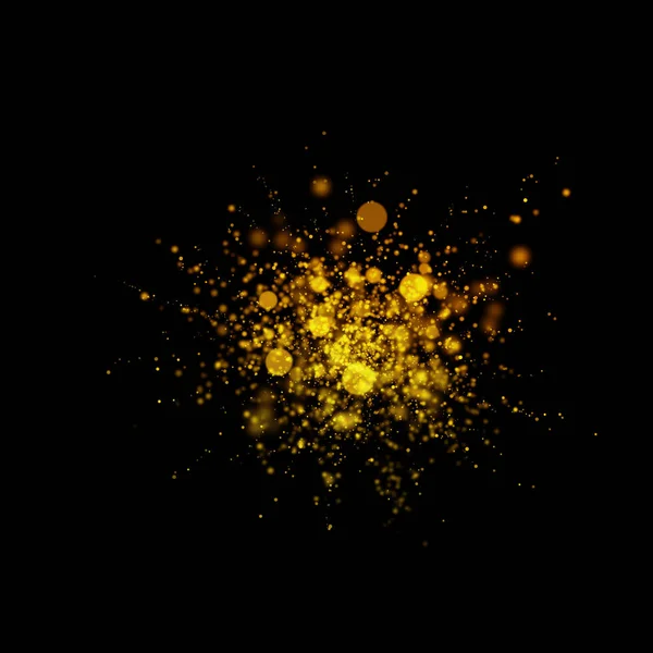 Gold Glittering Light Bokeh Abstract Particles Dark Background — Stock Photo, Image