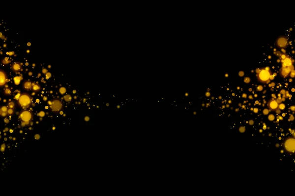 Goud Glinsterend Licht Bokeh Abstracte Deeltjes Donkere Achtergrond — Stockfoto