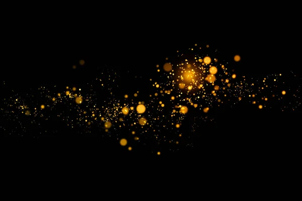 Gold Glittering Light Bokeh Abstract Particles Dark Background — Stock Photo, Image