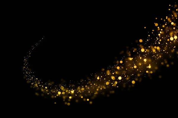 Gold Glitzernde Helle Bokeh Abstrakte Partikel Vor Dunklem Hintergrund — Stockfoto