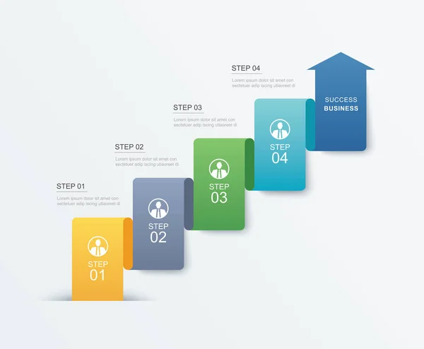 Datos Paso Infografías Línea Tiempo Ficha Papel Plantilla Índice Vector — Vector de stock