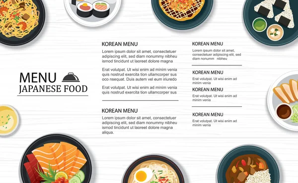 Restoran Menu Makanan Jepang Pada Latar Belakang Templat Atas Meja - Stok Vektor