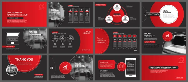 Презентация Слайд Макет Фона Дизайн Красный Черный Шаблон Круга Использование — стоковый вектор