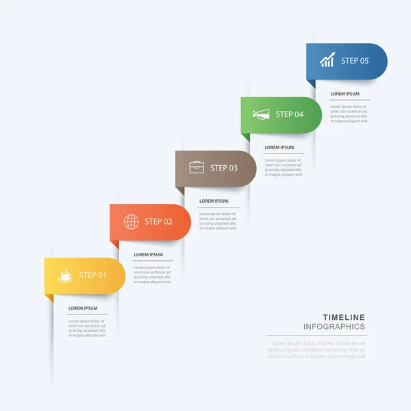 Daten Schritt Infografik Timeline Tab Papier Index Vorlage Vektor Illustration — Stockvektor