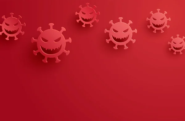 Covid Coronavirus Symbol Danger Sign Red Background — Stock Vector