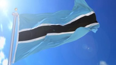 Arka planda mavi gökyüzü, mavi ekran, mavi ekran ya da izole arkaplan ve arka plandaki bayrak hepsi tek bir animasyon bayrağında.