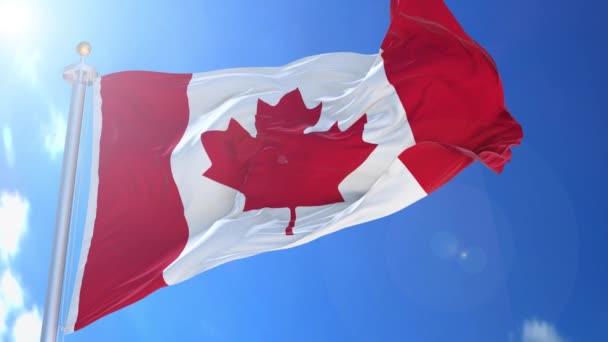 Canada Animated Flag Wind Blue Sky Background Green Screen Background — Stock Video