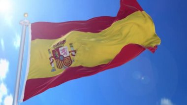 Arka planda mavi gökyüzü, arka planda yeşil ekran ve arka planda bayrak bulunan rüzgardaki hareketli bayrak, hepsi bir animasyon paketinde.