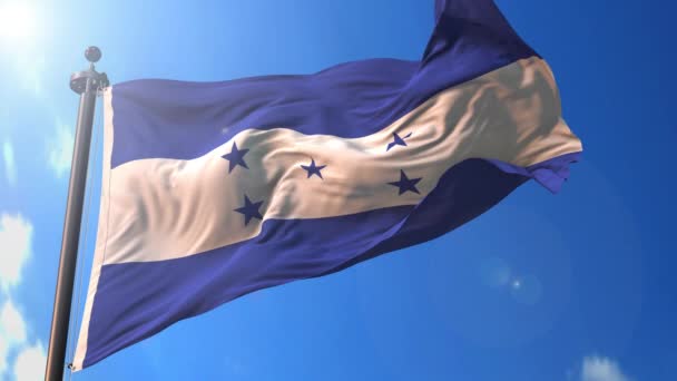 Bandiera Animata Honduras Nel Vento Con Cielo Blu Sullo Sfondo — Video Stock