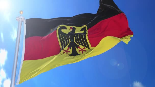 Germany Animated Flag Wind Blue Sky Background Green Screen Blue — Stock Video