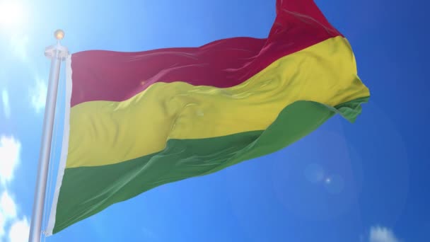Болівія Анімований Прапор Вітрі Синім Небом Задньому Плані Зеленим Екраном — стокове відео
