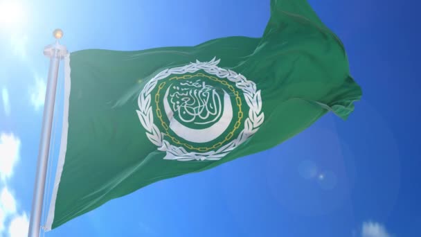 Arabische Liga Geanimeerde Vlag Wind Met Blauwe Lucht Achtergrond Groen — Stockvideo