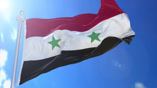 Bandera Animada Siria Viento Con Cielo Azul Fondo Pantalla Verde — Vídeos de Stock