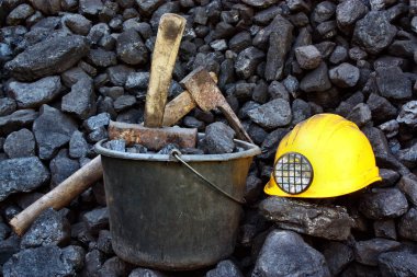 Madencilik kömür sepet ve kask