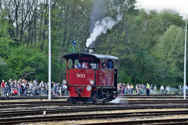 El desfile anual sobre locomotoras de vapor en Wolsztyn, Polonia . — Foto de Stock