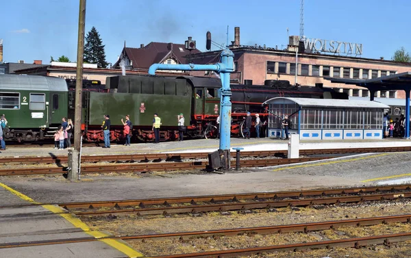 ボルシュティン、ポーランドの蒸気機関車について毎年恒例のパレード. — ストック写真